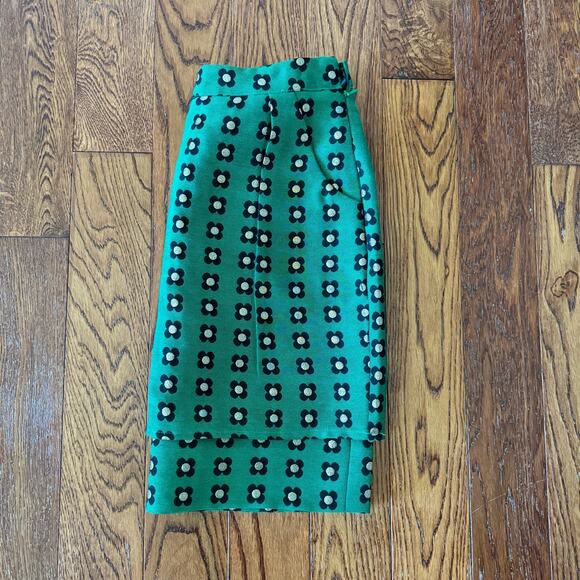 Anthropologie HD in Paris Skirt Womens 2 Green Garden Glimmer Skinny Pencil Mini - Picture 10 of 11